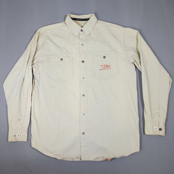 Harley-Davidson long sleeve shirt men's size XXL cream colour with printed back - Picture 1 of 10